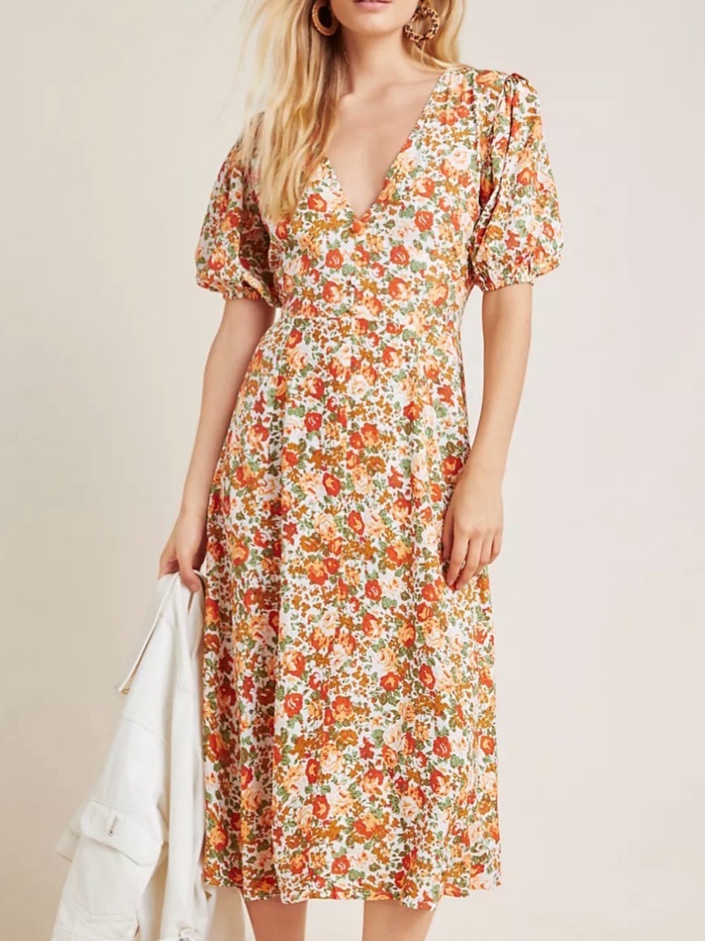 Faithfull the Brand Delia midi dress women’s 10 EUC - Picture 1 of 5